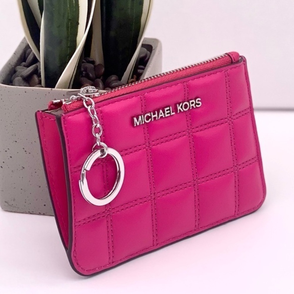 Michael Kors Quilted Coinpouch Small Wallet Dragonfruit